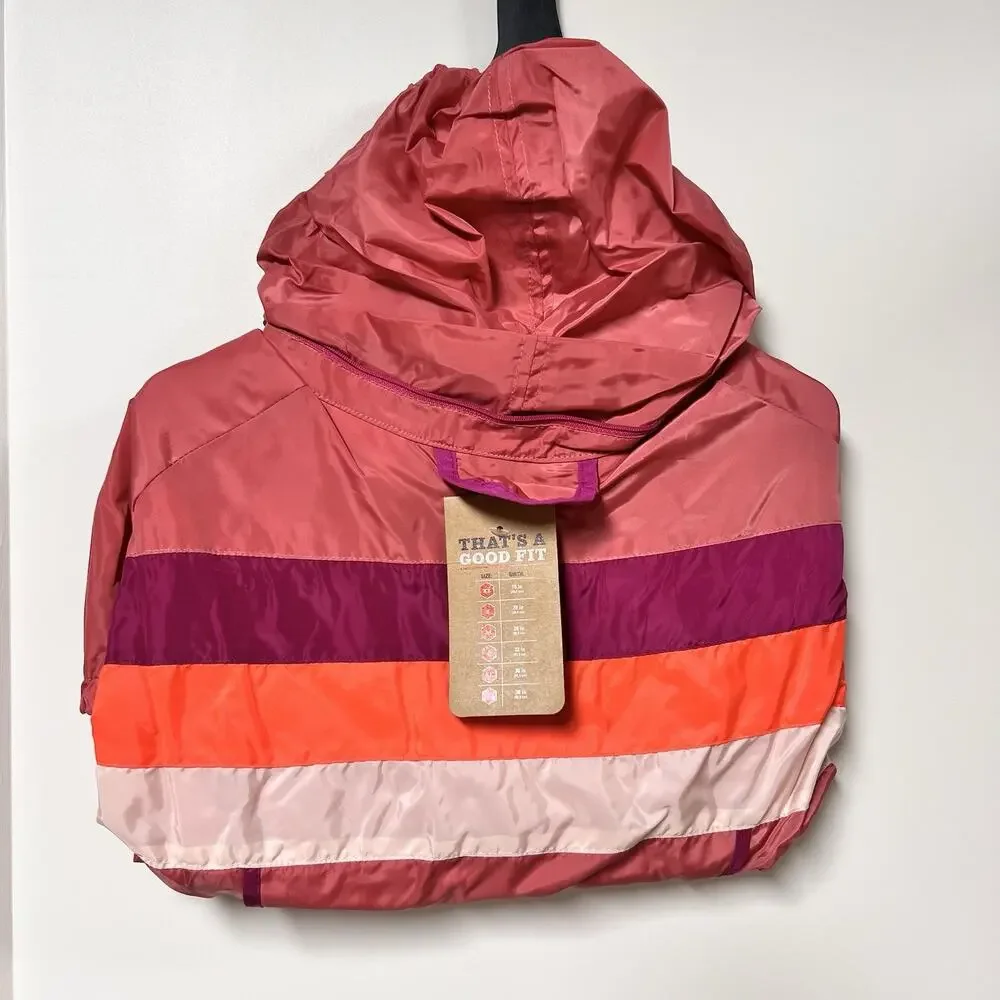 Arcadia Trail Medium Hooded Windbreaker Jacket Dog Puppy Pink Packable